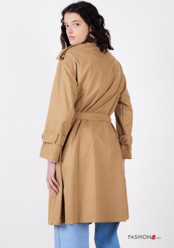 Impermeable de Algodón manga larga con bolsillos con botones con cinturón de tela - ph 4