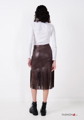 Falda imitación de cuero con cremallera con flecos - ph 3