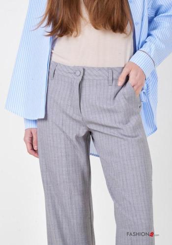 Striped Trousers with buttons with zip with pockets - ph 2