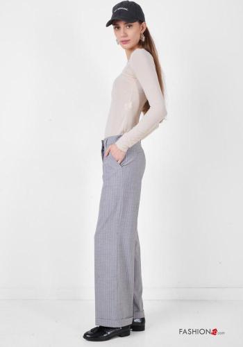 Striped Trousers with buttons with zip with pockets - ph 3