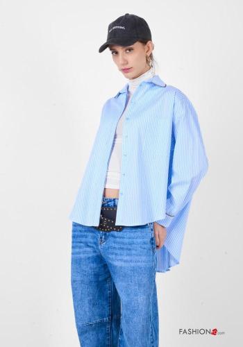 Camisa de Algodón manga larga con cuello a rayas con botones - ph 2