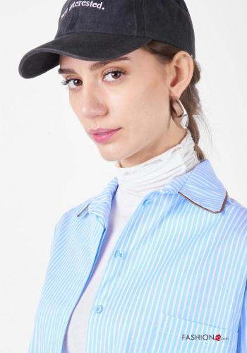 Camisa de Algodón manga larga con cuello a rayas con botones - ph 3