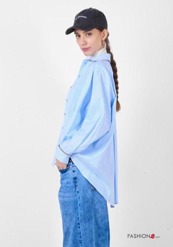Camisa de Algodón manga larga con cuello a rayas con botones - ph 4