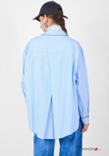 Camisa de Algodón manga larga con cuello a rayas con botones - ph 5