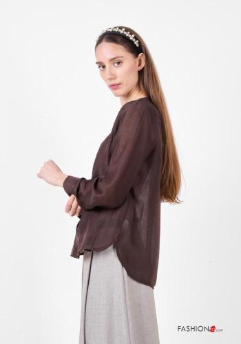 Camicia in Lino maniche lunghe girocollo con bottoni - ph 2