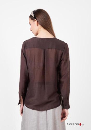 Camicia in Lino maniche lunghe girocollo con bottoni - ph 3