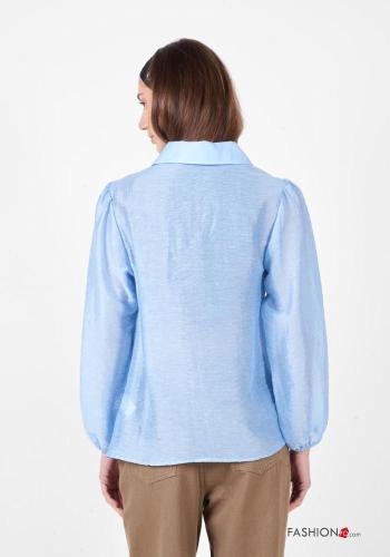long sleeve with collar Linen Blouse - ph 3