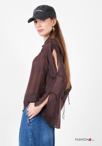 Blusa de Lino manga larga con cuello con botones - ph 2