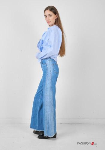 Jeans en Coton en denim au bord brut à boutons avec fermeture éclair avec poches - ph 2