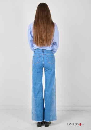 Jeans en Coton en denim au bord brut à boutons avec fermeture éclair avec poches - ph 4