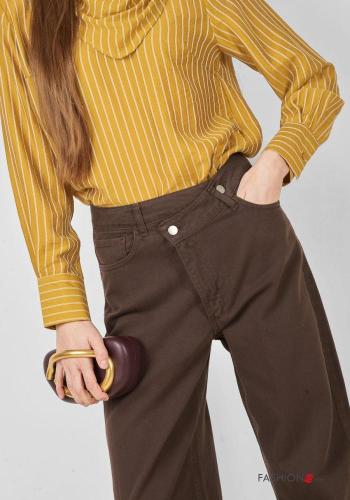 Cotton Trousers with buttons with zip with pockets - ph 2