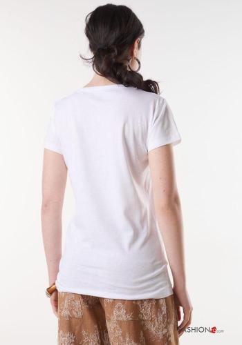 T-shirt de Algodón encaje Patrón bordado - ph 2