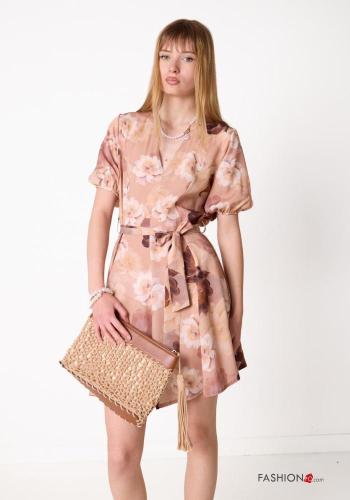 Robe manches courtes à Imprimé Floral à col en V - ph 2