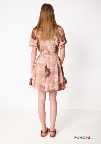 Robe manches courtes à Imprimé Floral à col en V - ph 4