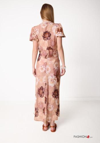 Robe manches courtes à Imprimé Floral à col en V - ph 4