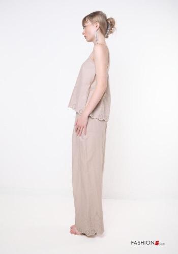 Pantalone in Cotone Fantasia ricamata con elastico - ph 3