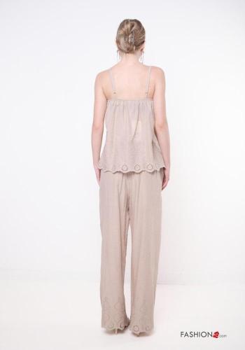 Pantalone in Cotone Fantasia ricamata con elastico - ph 4