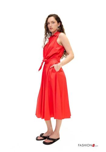sleeveless with collar Cotton Dress with buttons - ph 3