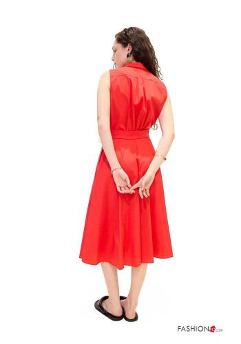 sleeveless with collar Cotton Dress with buttons - ph 4