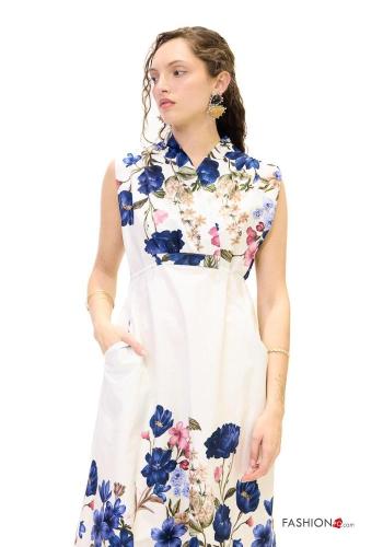 Abito in Cotone Fantasia floreale con tasche - ph 2