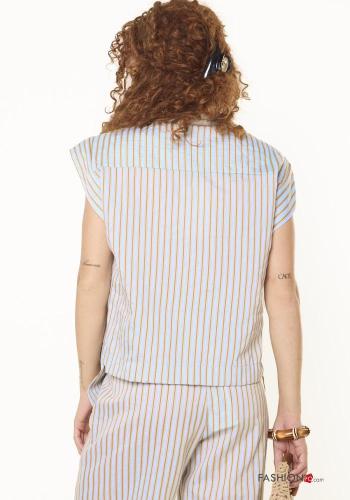 Striped sleeveless Shirt with pockets - ph 3