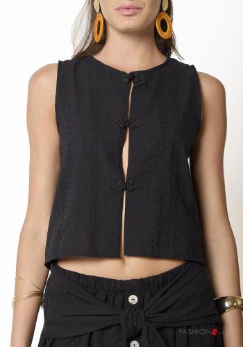 Embroidered lace trim Cotton Gilet - ph 2