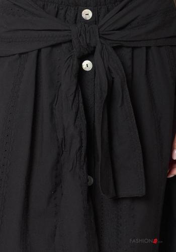 Embroidered lace trim Cotton Skirt with bow with elastic - ph 2