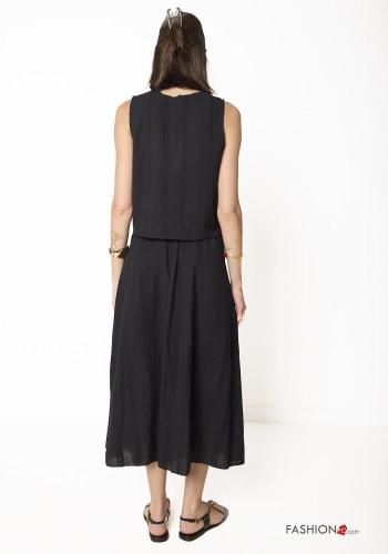 Embroidered lace trim Cotton Skirt with bow with elastic - ph 4