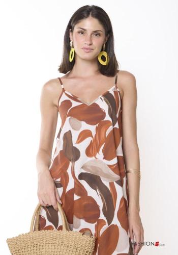 Vestido de Algodón espalda descubierta Estampado abstracto con cuello en v - ph 2