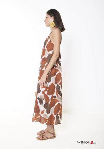 Vestido de Algodón espalda descubierta Estampado abstracto con cuello en v - ph 3