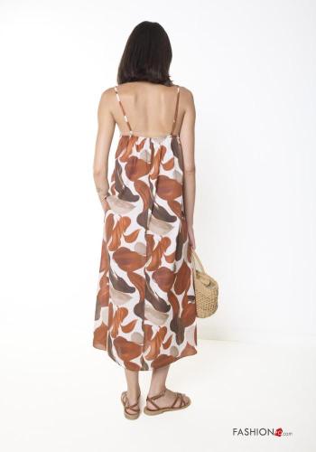 Vestido de Algodón espalda descubierta Estampado abstracto con cuello en v - ph 4
