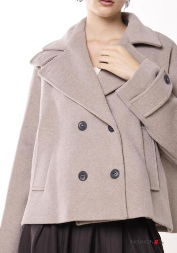 double-breasted mini Wool Mix Coat Rollneck - ph 2