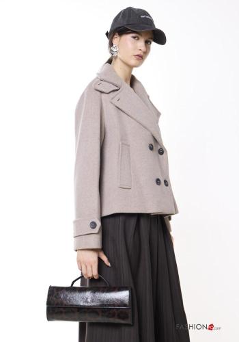 double-breasted mini Wool Mix Coat Rollneck - ph 3