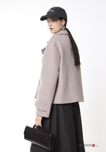 double-breasted mini Wool Mix Coat Rollneck - ph 4