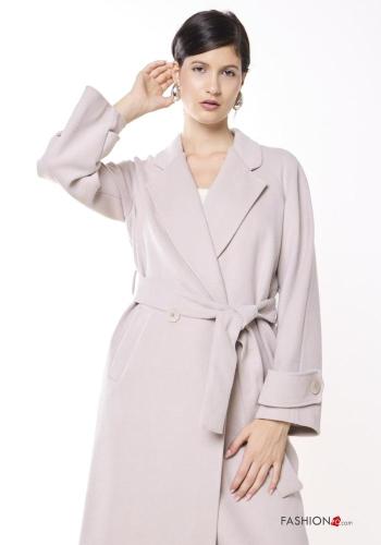 double-breasted long Coat with belt - ph 2