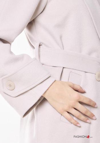 double-breasted long Coat with belt - ph 3