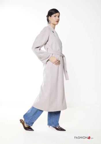 double-breasted long Coat with belt - ph 4