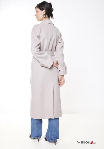 double-breasted long Coat with belt - ph 5