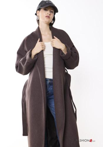 long Wool Mix Coat with belt - ph 2