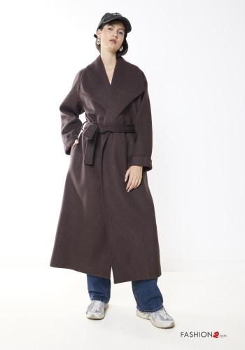 long Wool Mix Coat with belt - ph 1