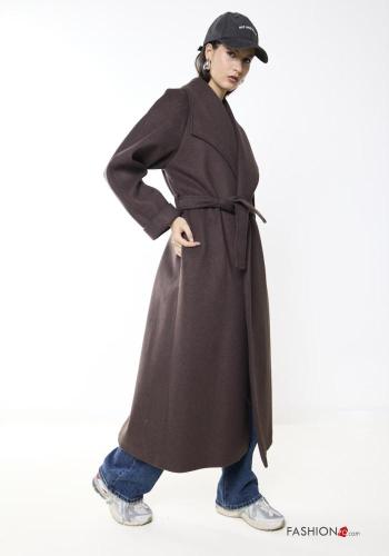 long Wool Mix Coat with belt - ph 3