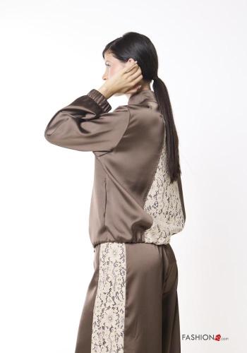 Embroidered lace trim Cotton Bomber Jacket - ph 4