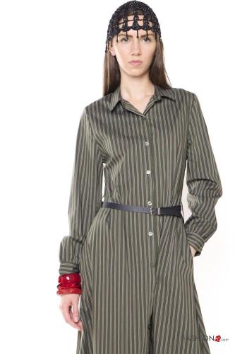 Robe chemise en Coton Imprimé à rayures avec ceinture à boutons - ph 2