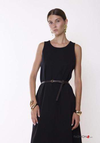 sleeveless crew neck Dress with belt - ph 2
