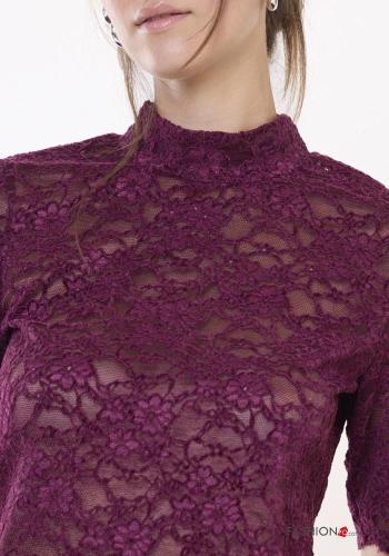 T-shirt détail dentelle manches courtes à broderie - ph 2