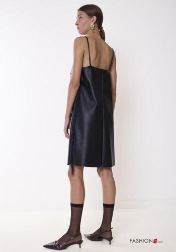 Robe faux cuir à col en V - ph 4