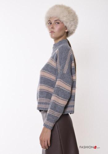 Maglione Fantasia righe a collo alto con zip - ph 2