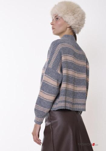 Maglione Fantasia righe a collo alto con zip - ph 3