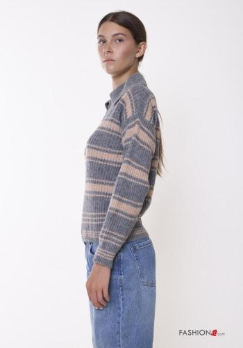Maglione con colletto Fantasia righe con bottoni - ph 3