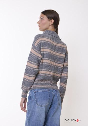 Maglione con colletto Fantasia righe con bottoni - ph 4